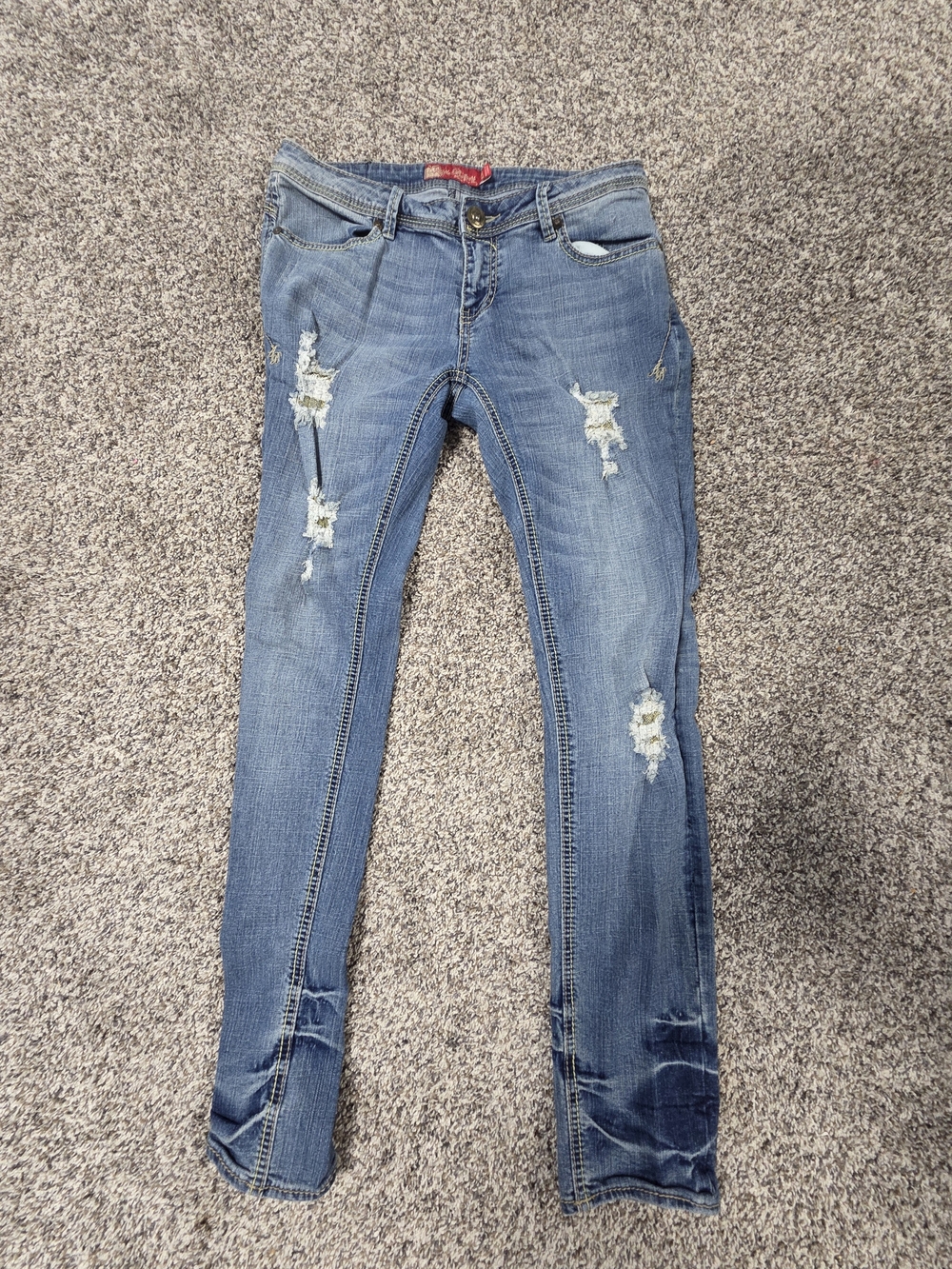 Apple Bottoms Women's Skinny Distressed Jeans in Medium Blue